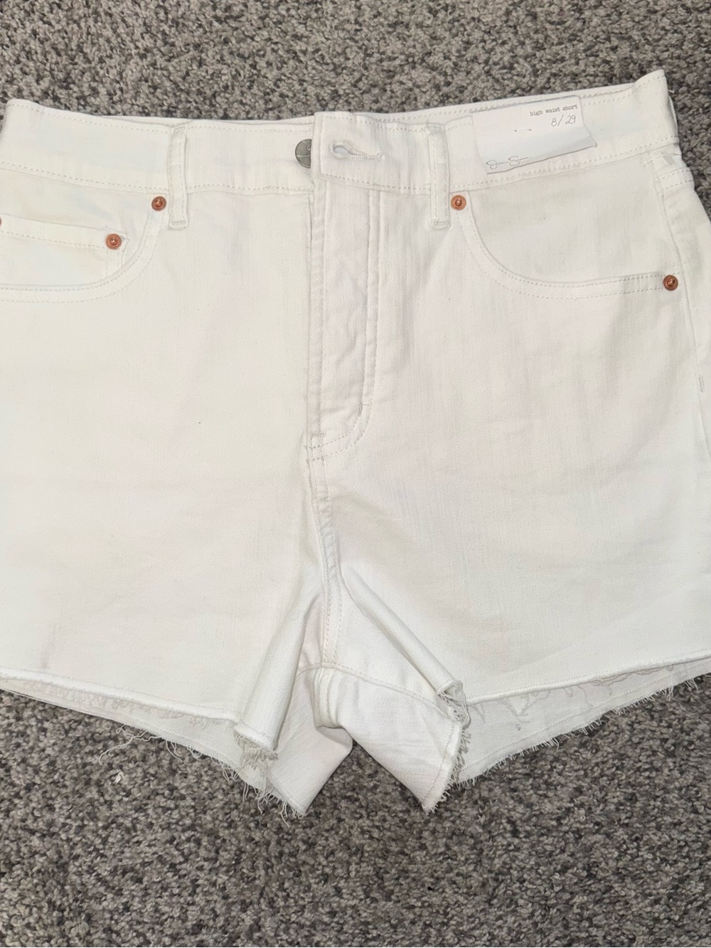 Jessica Simpson White Denim High-Rise Jean Shorts Size 8